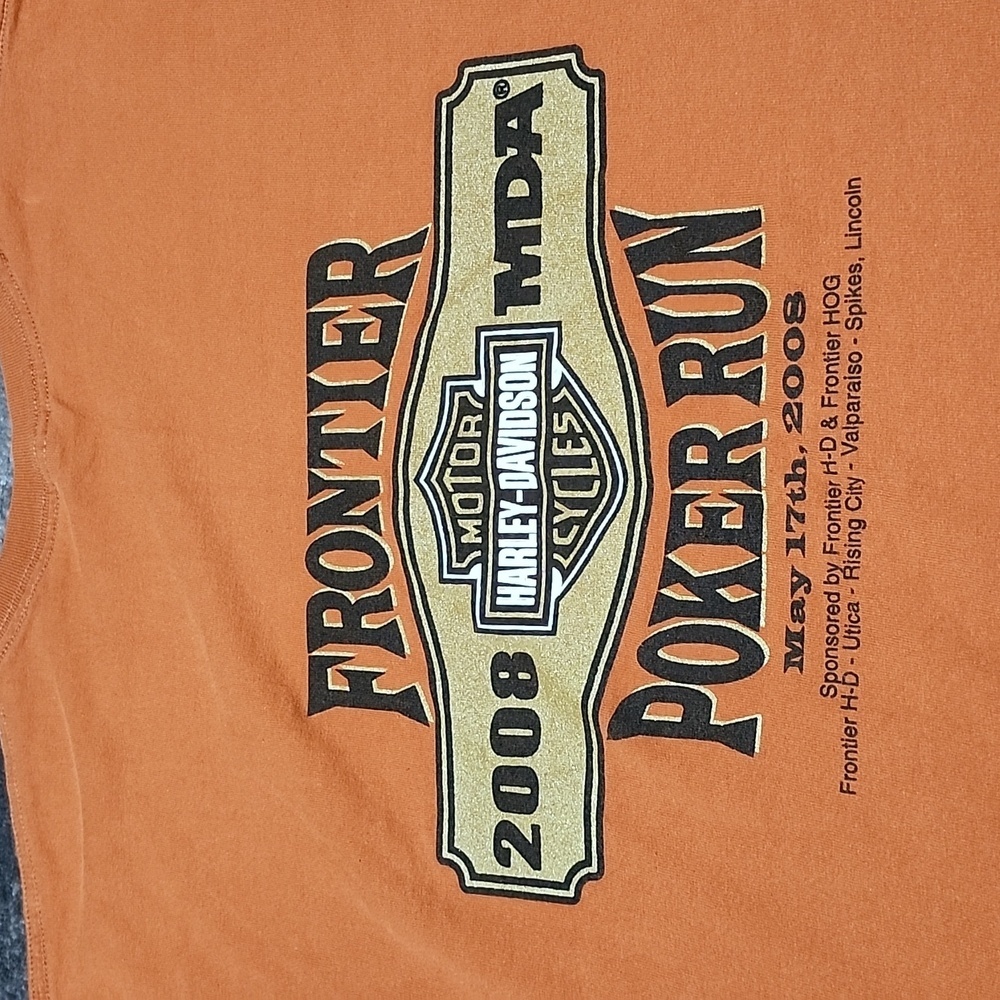 FRONTIER HARLEY DAVIDSON 2008 MDA POCKER RUN CREW-NECK TEE-SHIRT